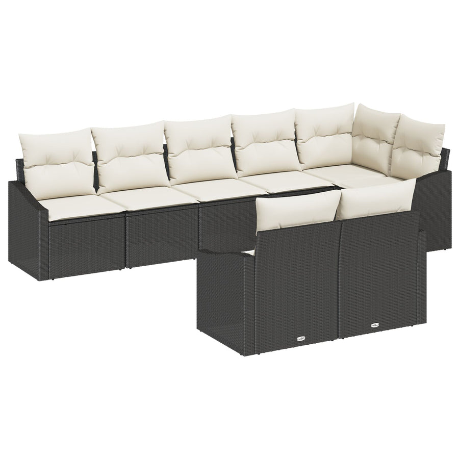 Tuin Sofa Set Set Van 8 Zwart Riet Tuin Sofa Set Rechthoekig
