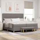 Box spring bed with mattress and headboard Taupe 200 x 200 cm Fabric