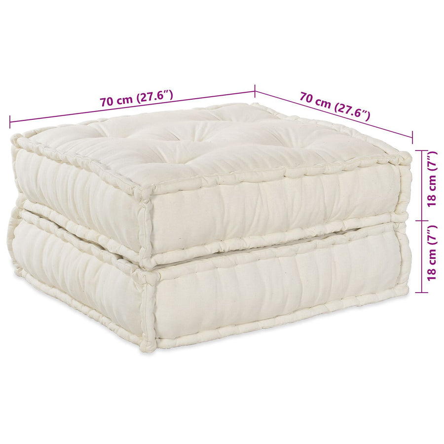 2-Zits Modulair Poef Sofa Converteerbaar Stof Crème 70 x 70 x 36 cm 2x lounge