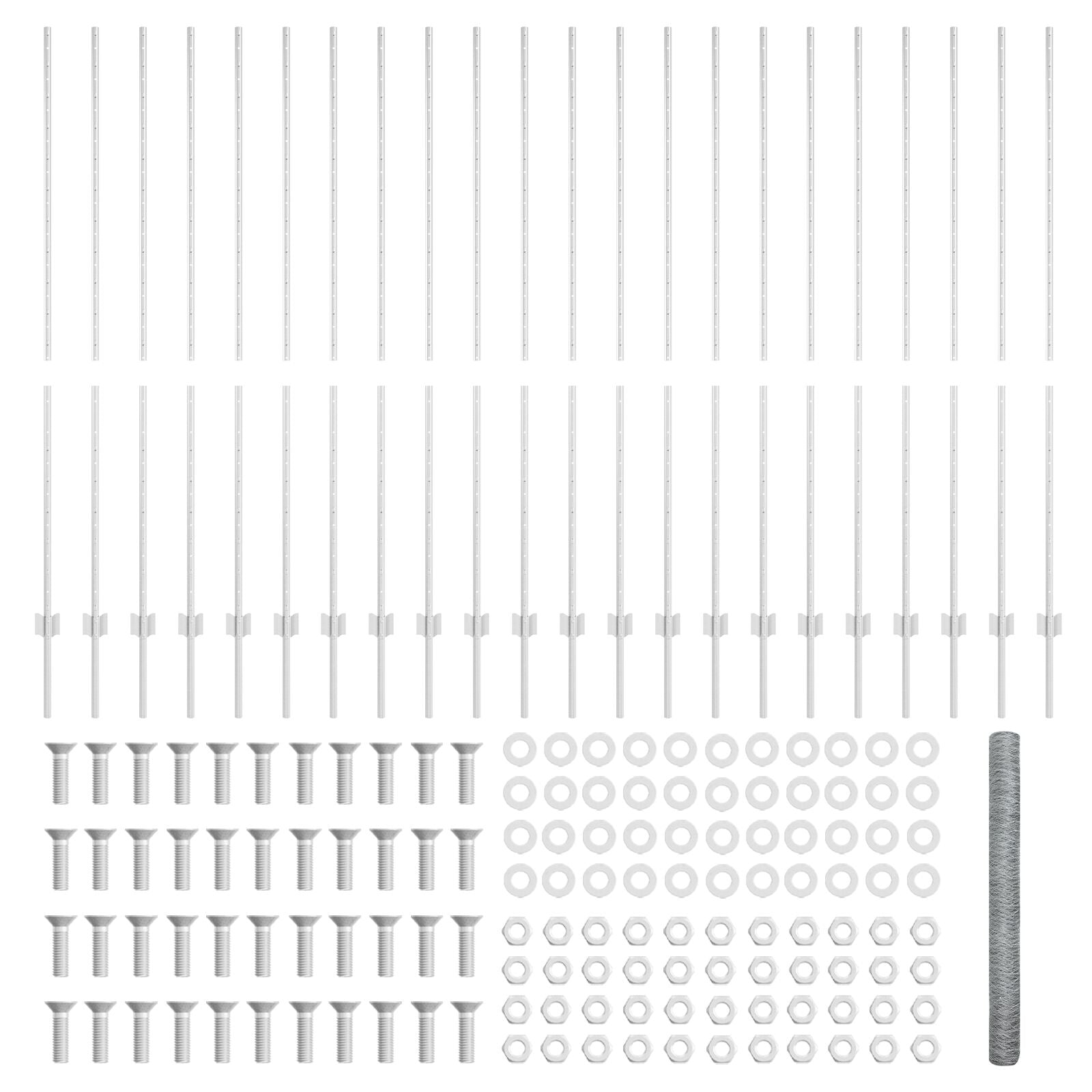 Hekpalen 22 Stuks U-Vorm 160 Cm Gegalvaniseerd Staal,  Hexagonaal Hek 1.6X50 M Gegalvaniseerd Staal
