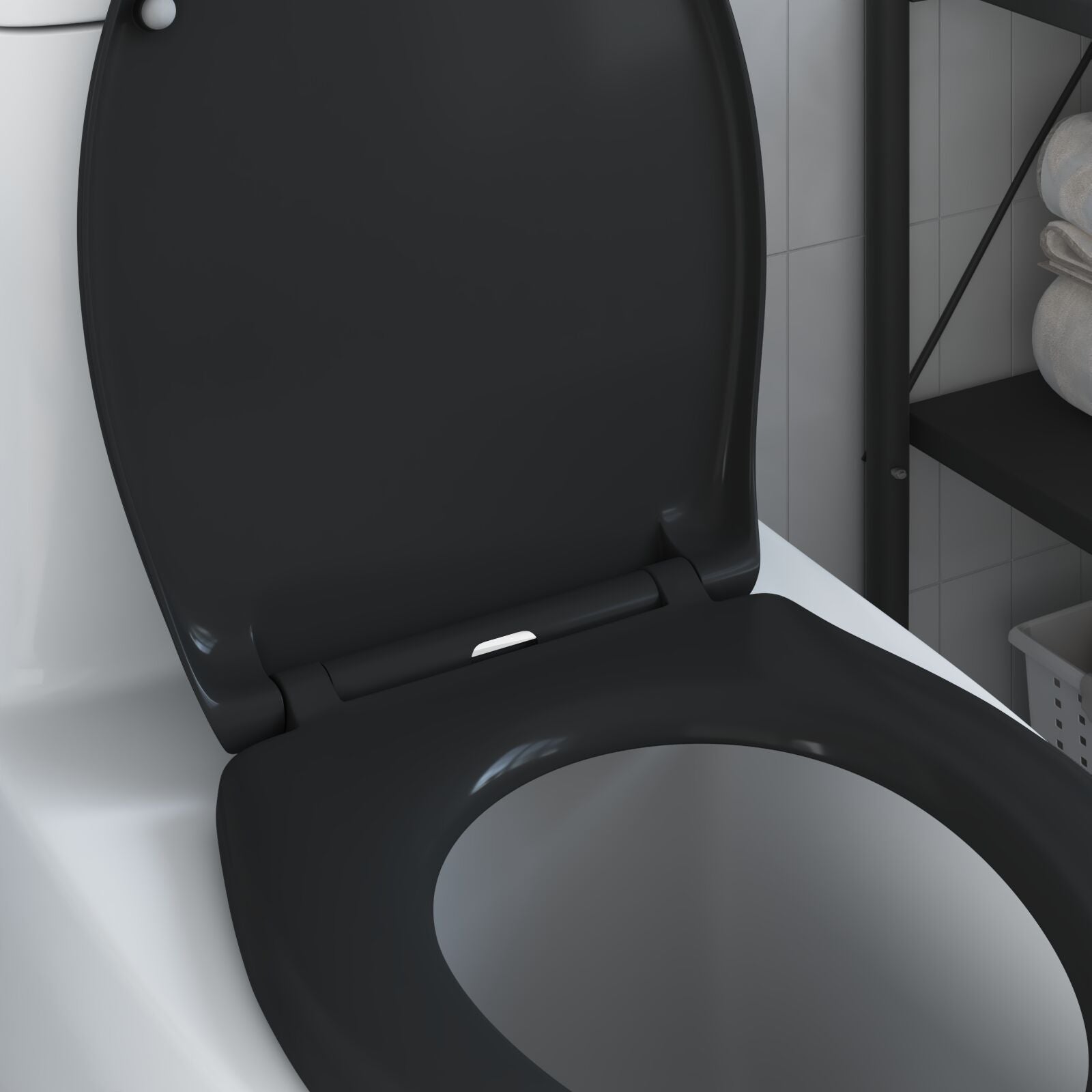 Snelsluiting Toiletdoel Met Zachte Sluiting Duroplast Zwart