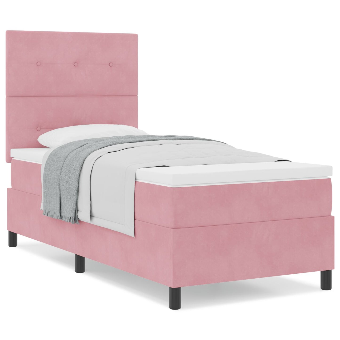 Boxspring Bed Met Matras Roze Eenpersoons Fluweel Blauw