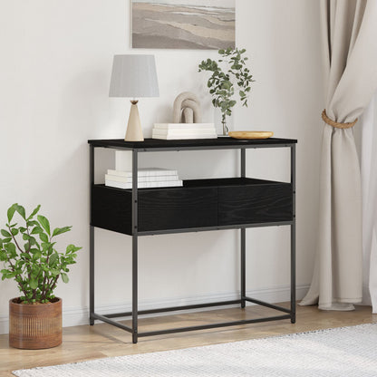 Console Tafel Engineered Hout En Staal Zwart eiken 75 x 40 x 75 cm