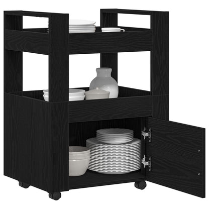Keuken Trolley 60X45X80 Cm Gelaagd Hout Zwart eiken