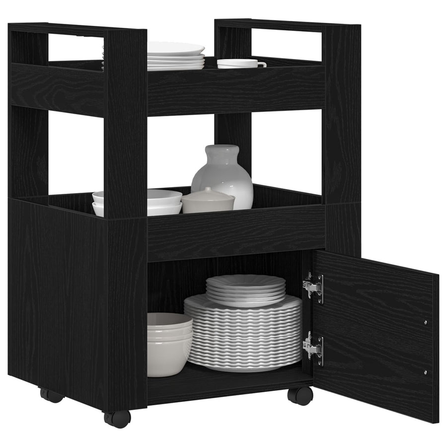 Keuken Trolley 60X45X80 Cm Gelaagd Hout Zwart eiken
