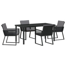 5-Delige Tuin Dining Set Met Kussens Zwart Poly Rattan