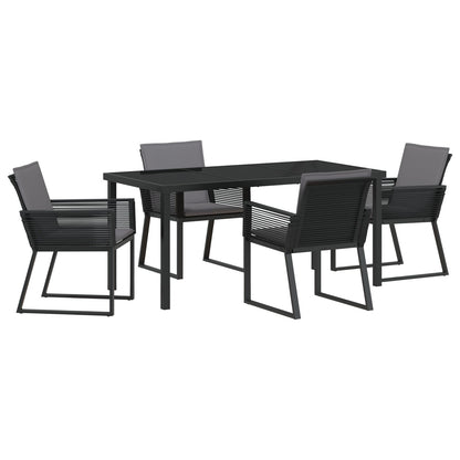 5-Delige Tuin Dining Set Met Kussens Zwart Poly Rattan