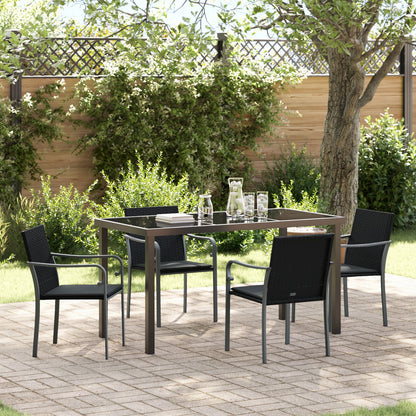 5-Delige Tuinset Met Kussens - Poly Rattan 4-Zits Zwart 140 cm