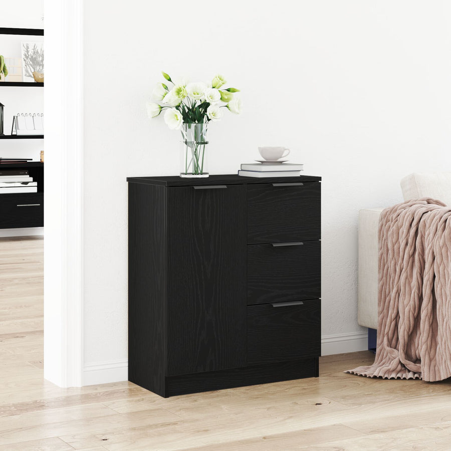 Zwart Eiken Dressoir 60X30X70 Cm Gemaakt Van Bewerkt Hout
