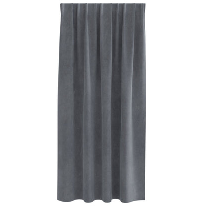 Zwart-Out Gordijnen Met Top Tape 2 Stuks Fluweel Super Lichtgrijs 140 x 175 cm met genaaide tape