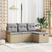 Loungeset polyrattan 4-delig beige lichtgrijs