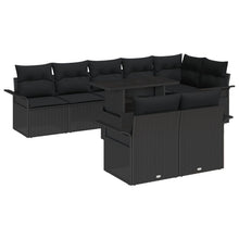 9-Delige Tuin Sofa Set Met Kussens Zwart Poly Rattan