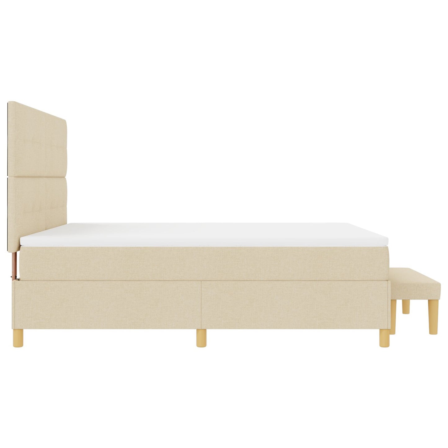 Boxspringbed Met Matras & Bank Stof Crème 180 x 200 cm Knoop tufted