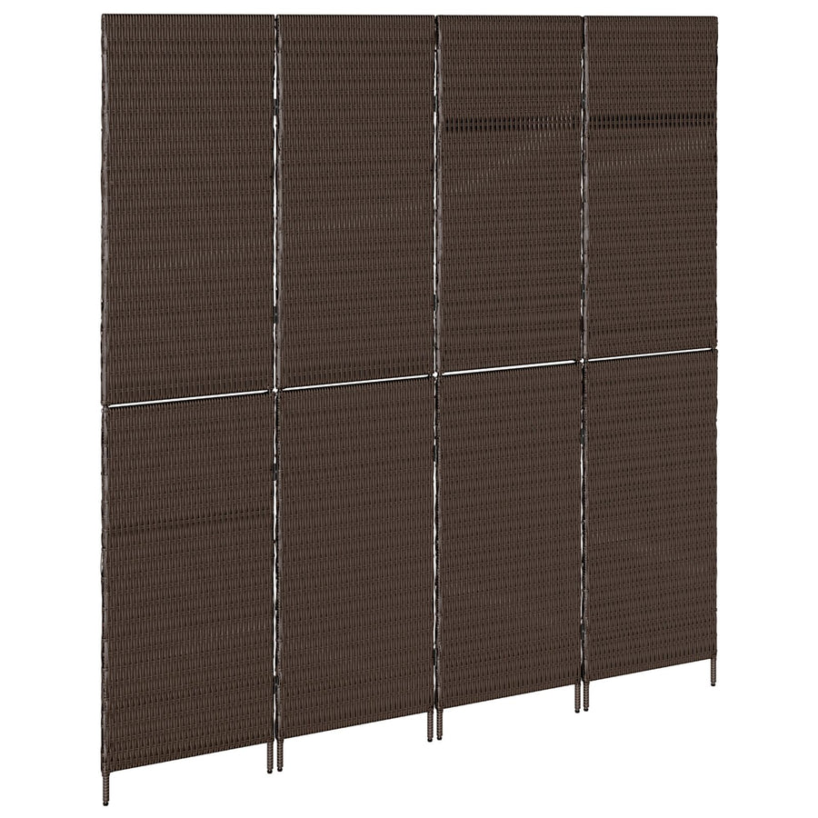 Kamerscherm Vouwbaar 195X Poly Rattan 180 cm Bruin 4 panelen