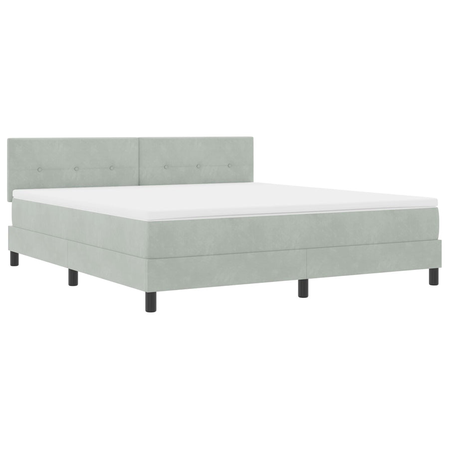 Boxspringbed Met Matras Lichtgrijs Super King Velvet Blauw