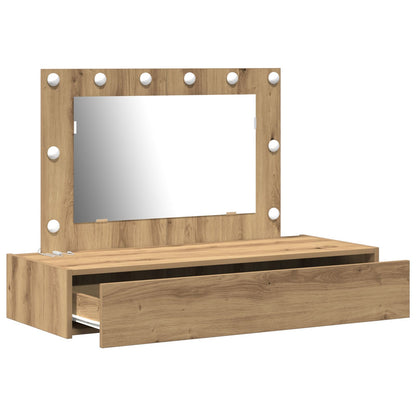 Wand Kaptafel Lichten 100 x 40 x 70 cm Ambachtelijk eiken met LED