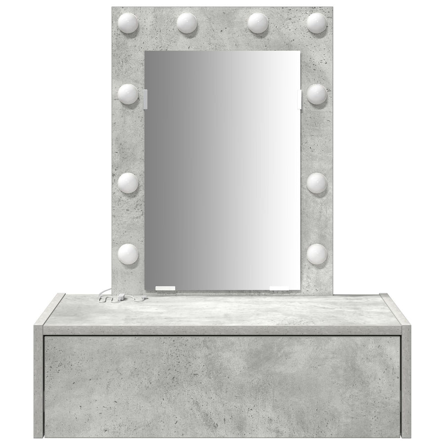 Wandkaptafel -Verlichting - 60 x 40 x 70 cm Beton grijs met LED