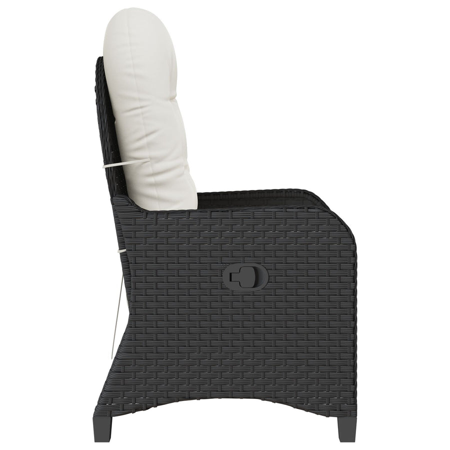 Reclinerstoel Met Kussen Poly Rattan Zwart