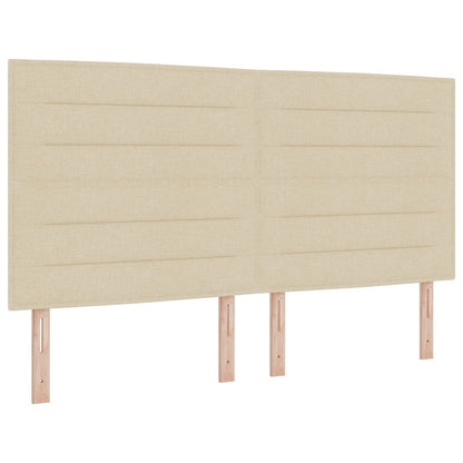 Boxspringbed Met Matras & Bank Stof Crème 180 x 200 cm Lijnen ontwerp