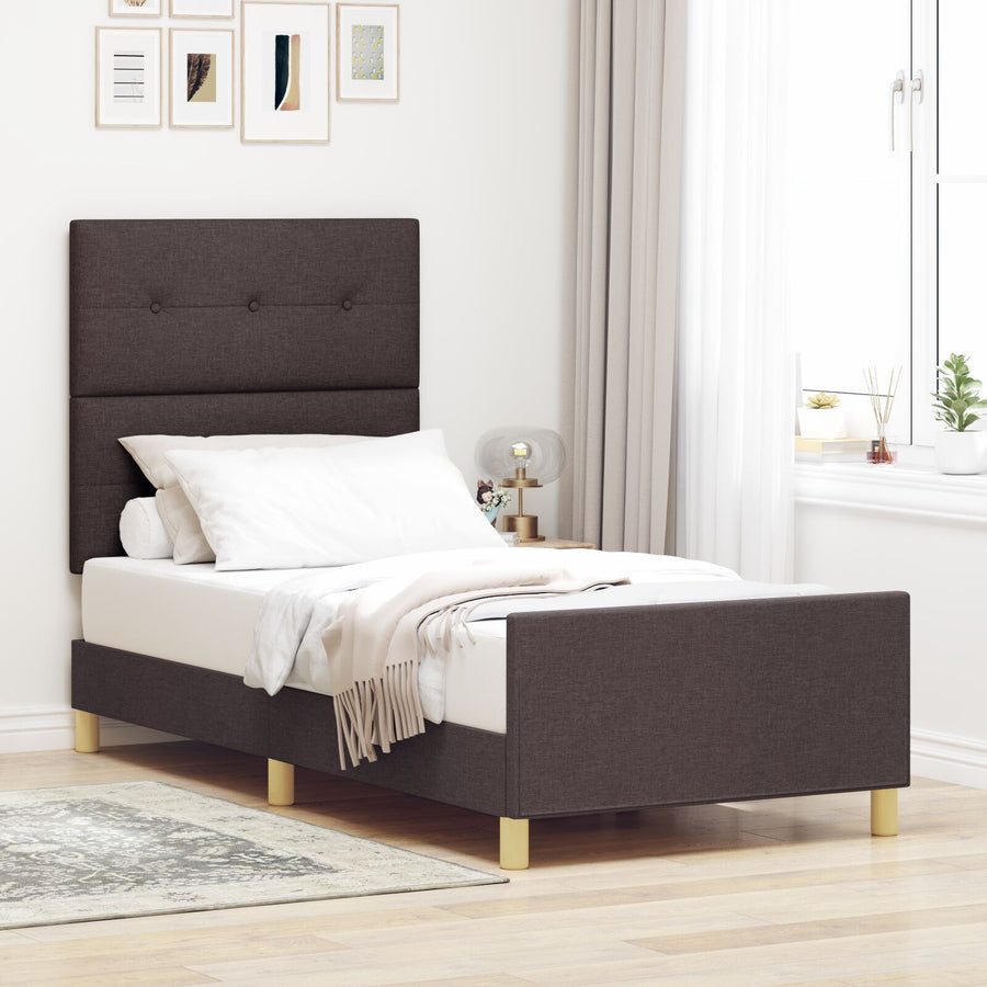 Bedframe Donkerbruin 90X200 Cm Stof Crème