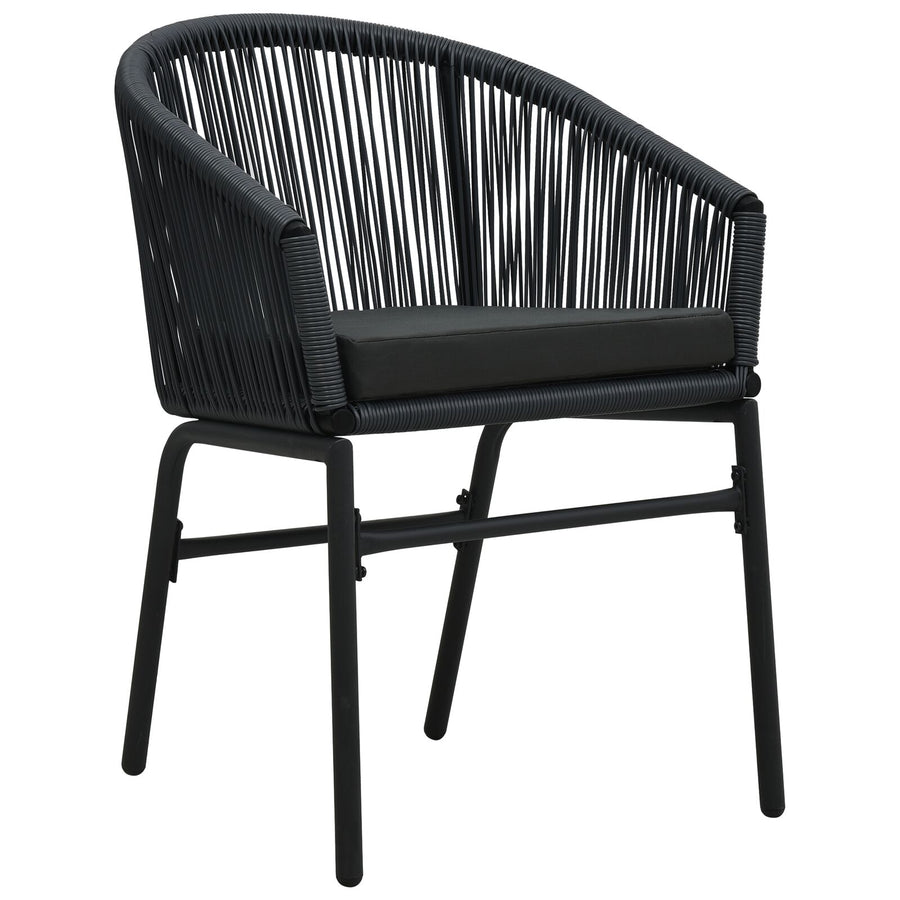 5-Delige Tuin Eetset Zwart Poly Rattan