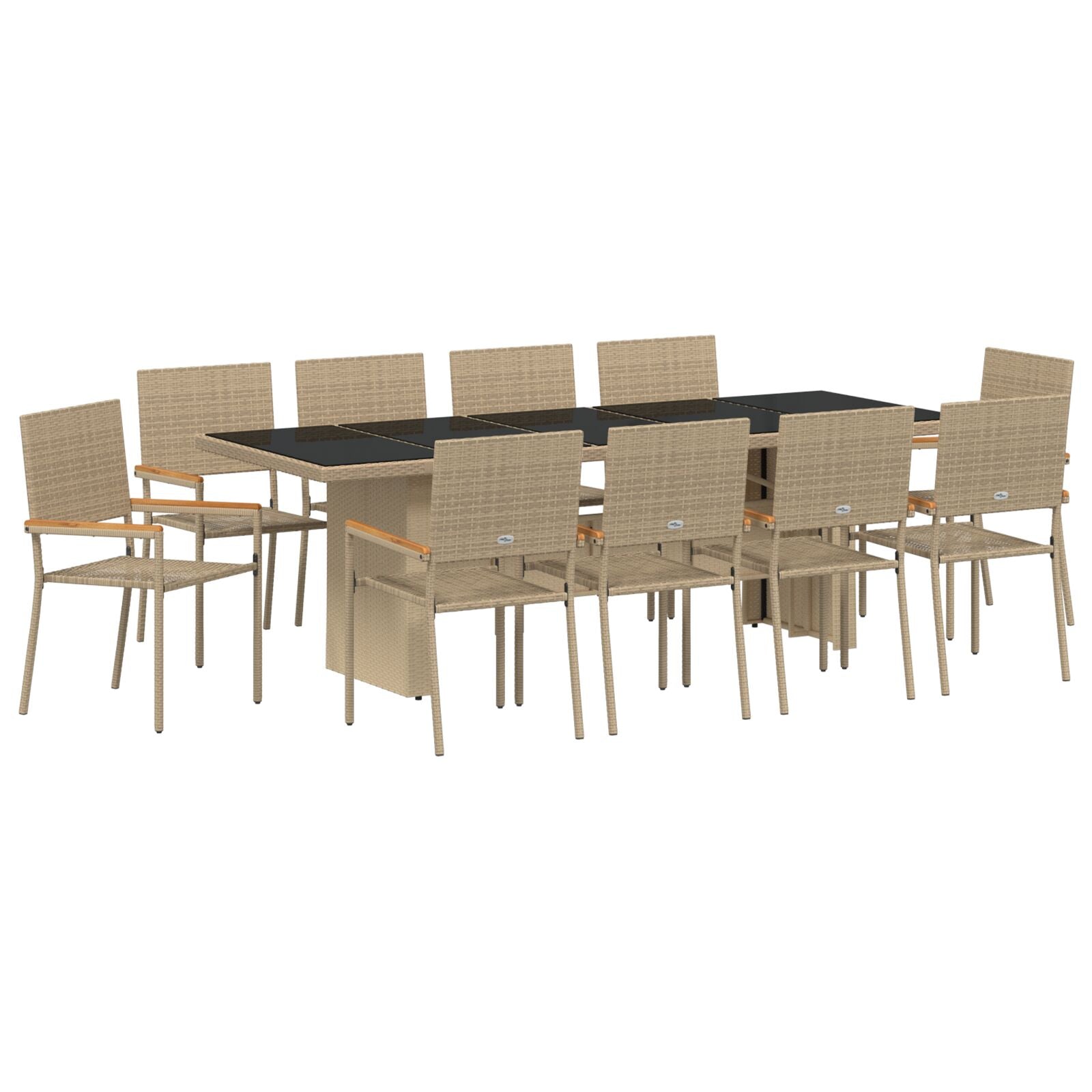 11-Delige Tuin Eetset Beige Poly Rattan Wit