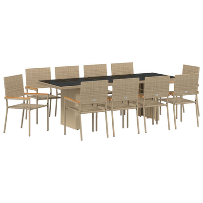 11-Delige Tuin Eetset Beige Poly Rattan Wit