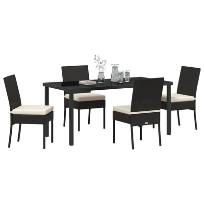 5-Delige Tuin Eetset Zwart Poly Rattan