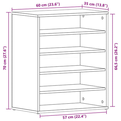 Schoenenkast Geengineerd Hout Zwart eiken 60 x 35 x 70 cm