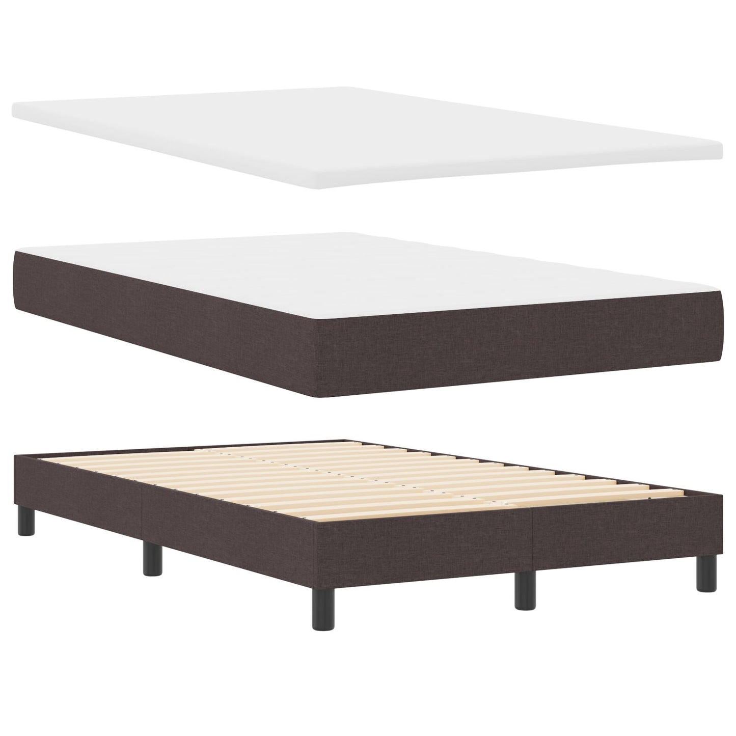 Boxspringbed Met Matras & Bank Donkerbruin 120X190 Cm Stof Blauw