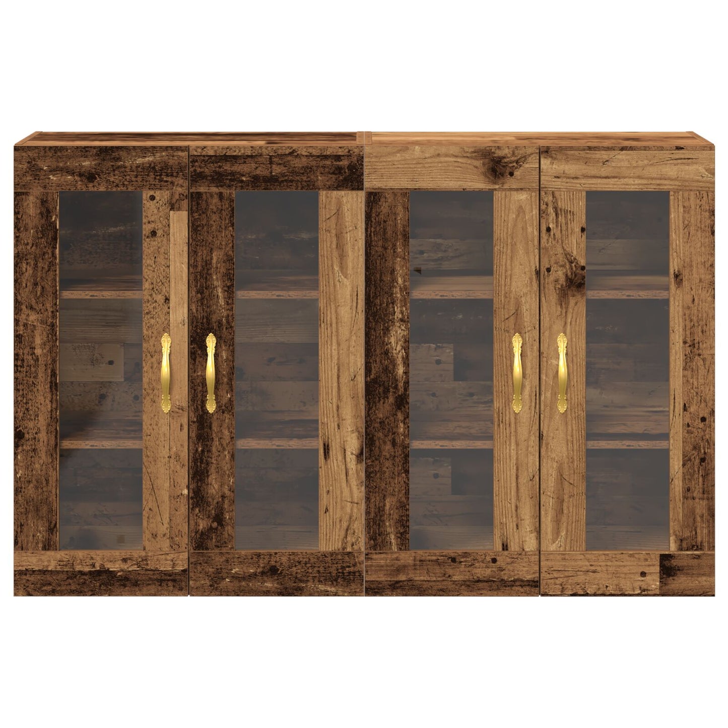 Wandkast Set Van 2 Bruin Massief Hout 139 X 34 X 90 Cm Buffet