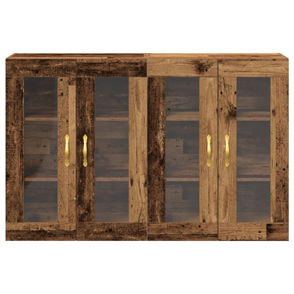Wandkast Set Van 2 Bruin Massief Hout 139 X 34 X 90 Cm Buffet