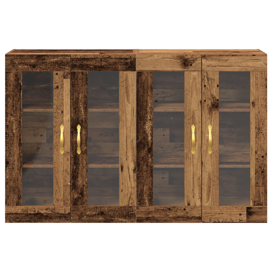 Wandkast Set Van 2 Bruin Massief Hout 139 X 34 X 90 Cm Buffet