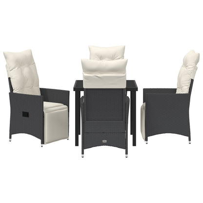 Set Van 3 Zwart, Crème Wit Pe Rattan, Gepoedercoat Staal