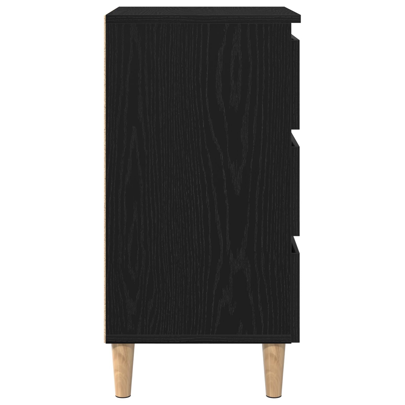 Nachtkastje Met Houten Poot 40X35X69 Cm Zwart eiken