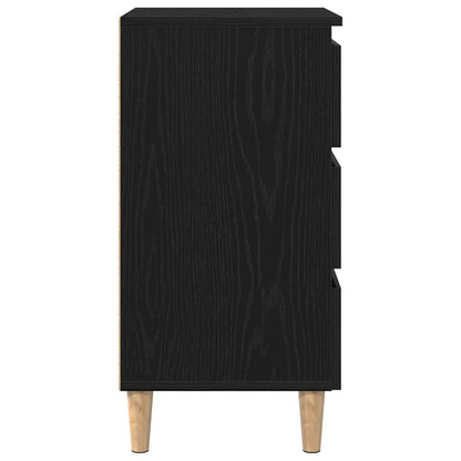 Nachtkastje Met Houten Poot 40X35X69 Cm Zwart eiken