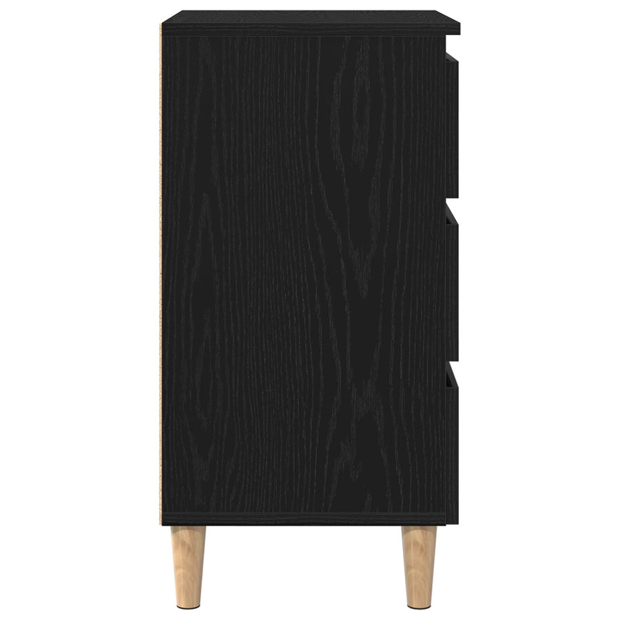 Nachtkastje Met Houten Poot 40X35X69 Cm Zwart eiken
