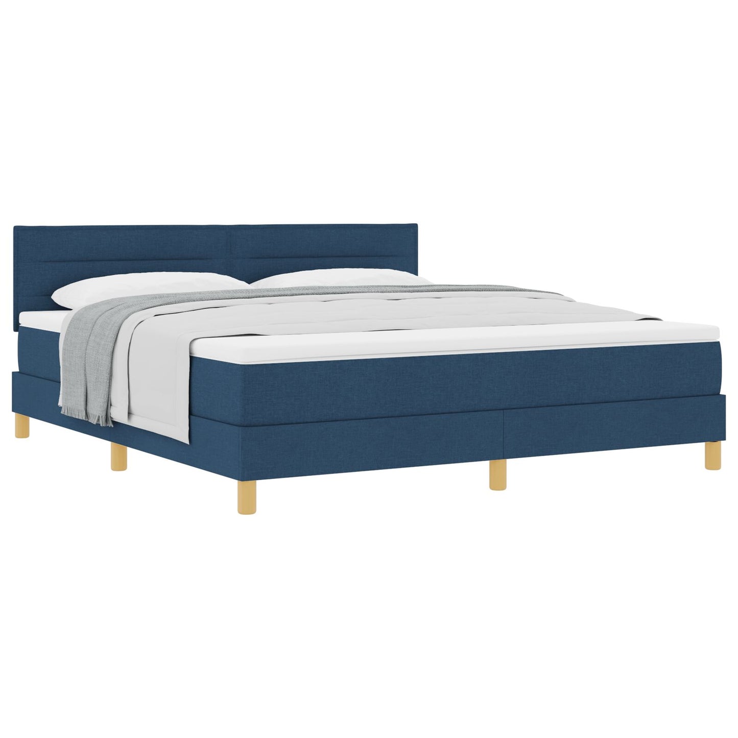 Boxspring Bed Met Matras Blauw 180X200 Cm Stof Crème