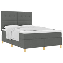 Boxspring Bed Met Matras Donkergrijs 140X200 Cm Stof Blauw