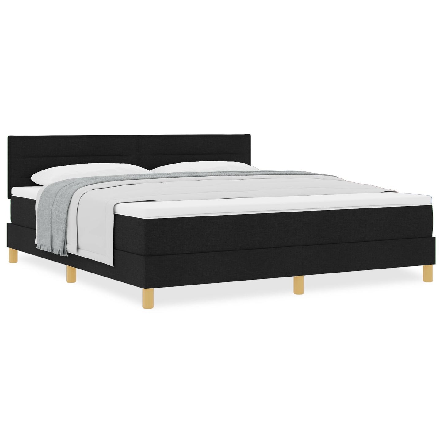 Boxspring Bed Met Matras Stof Zwart 180 x 200 cm Lijnen ontwerp