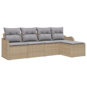 Tuinset poly rattan 5-delig beige
