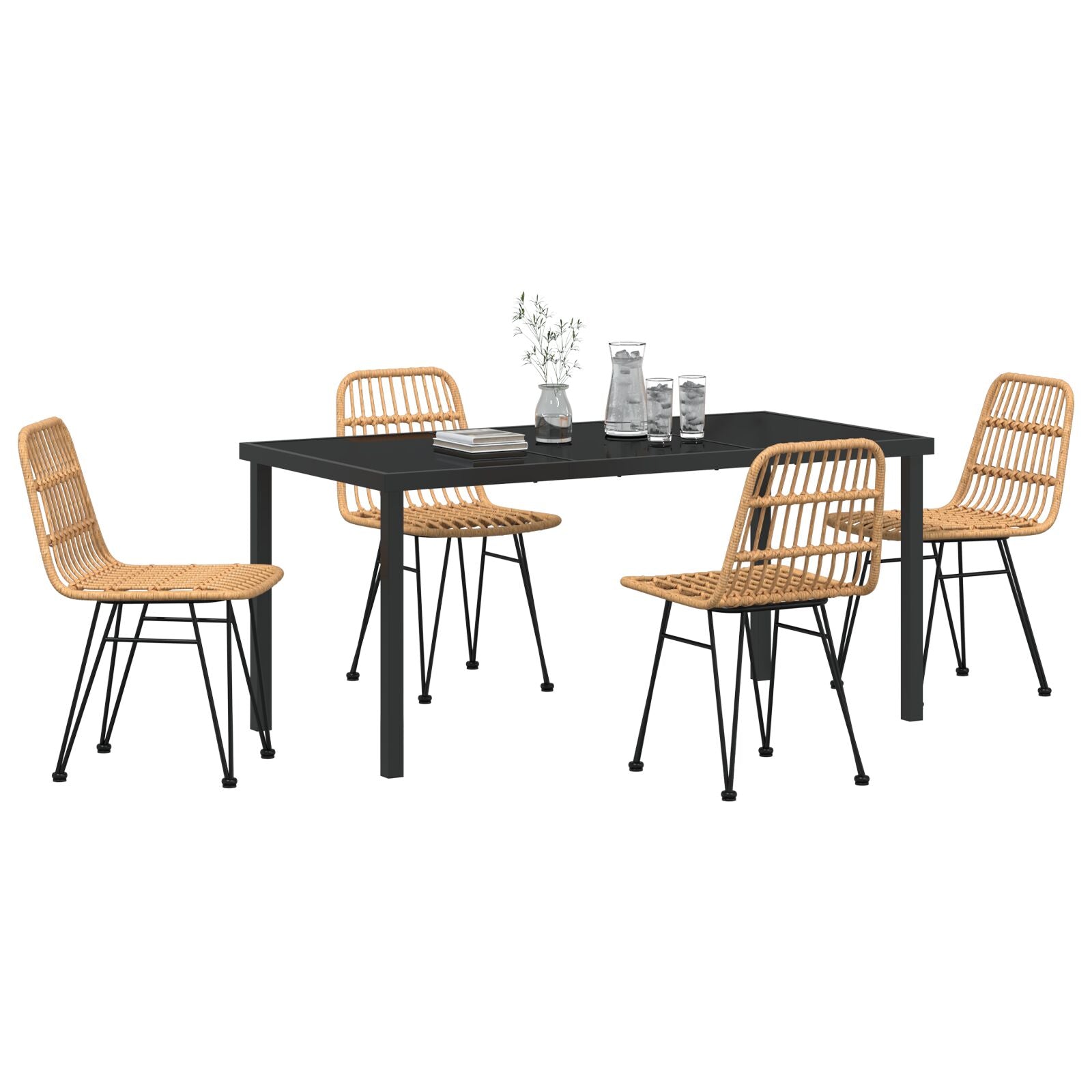 5-Delige Tuin Eetset Bruin Poly Rattan