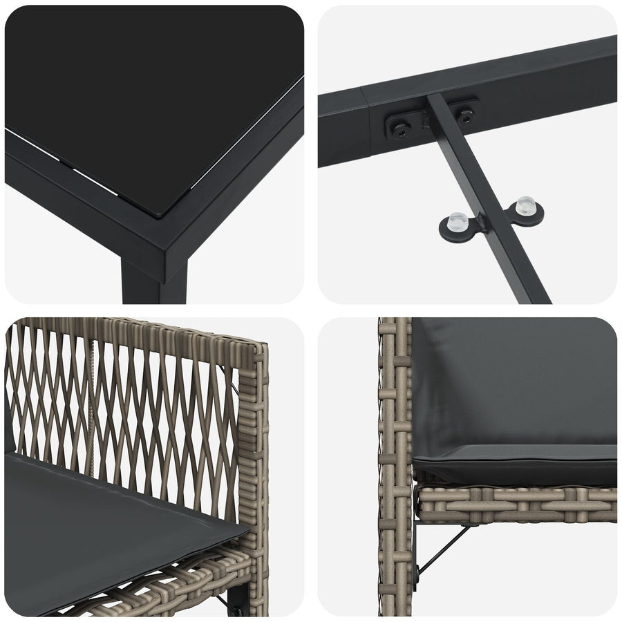 5-Delige Tuin Eettafelset Met Kussens Grijs Poly Rattan