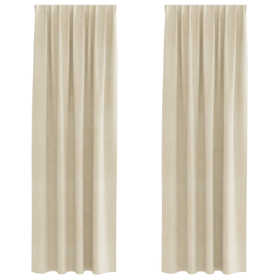 Blackout Gordijnen Met Top Tape 2 Stuks Velours Crème 140 x 260 cm met naaimachineband