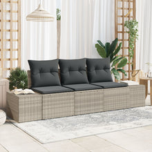 3-Delige Tuin Sofa Set Met Kussens Lichtgrijs Poly Rattan