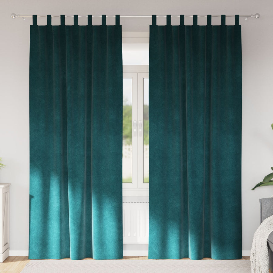 Blackout Gordijnen Met Hanglussen 2 Stuks Velvet Donkergroen 140 x 225 cm met ophanglussen