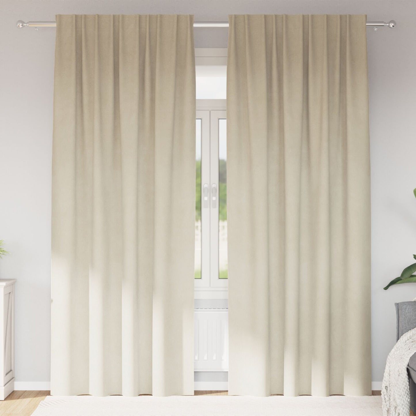Blackout Gordijnen Met Bovenband 2 Stuks Velvet Crème 140 x 225 cm met ingezette tape