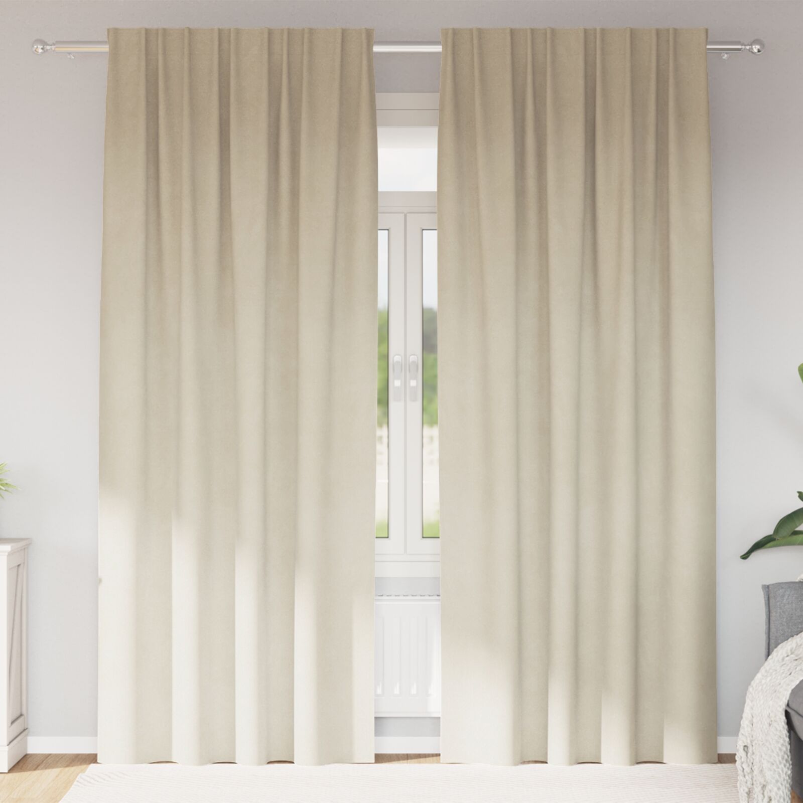 Blackout Gordijnen Met Bovenband 2 Stuks Velvet Crème 140 x 225 cm met ingezette tape