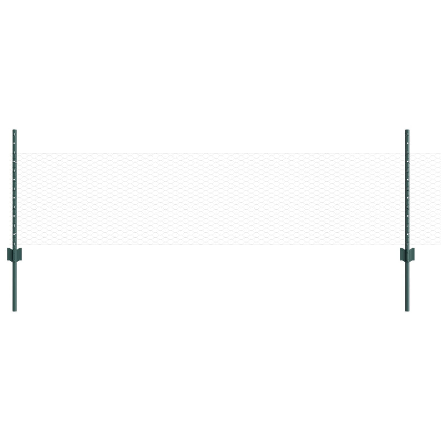 Hekpalen 11 Stuks U-Kanaal Groen 60 Cm Staal,  Hexagonaal Hek Groen 0.5X10 M Staal