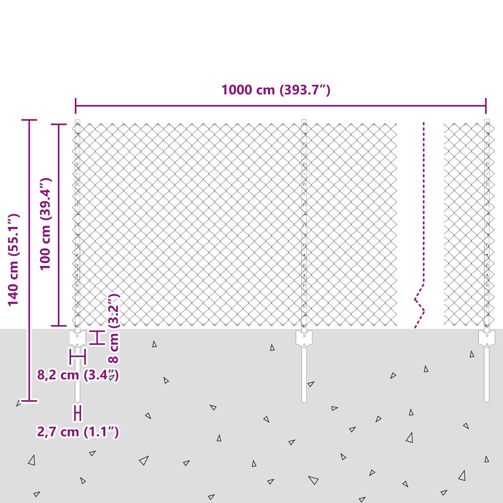 Ketenlinkhek Met 20 U-Palen Grijs 1X10 M Staal